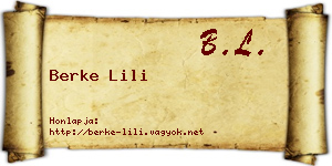 Berke Lili névjegykártya